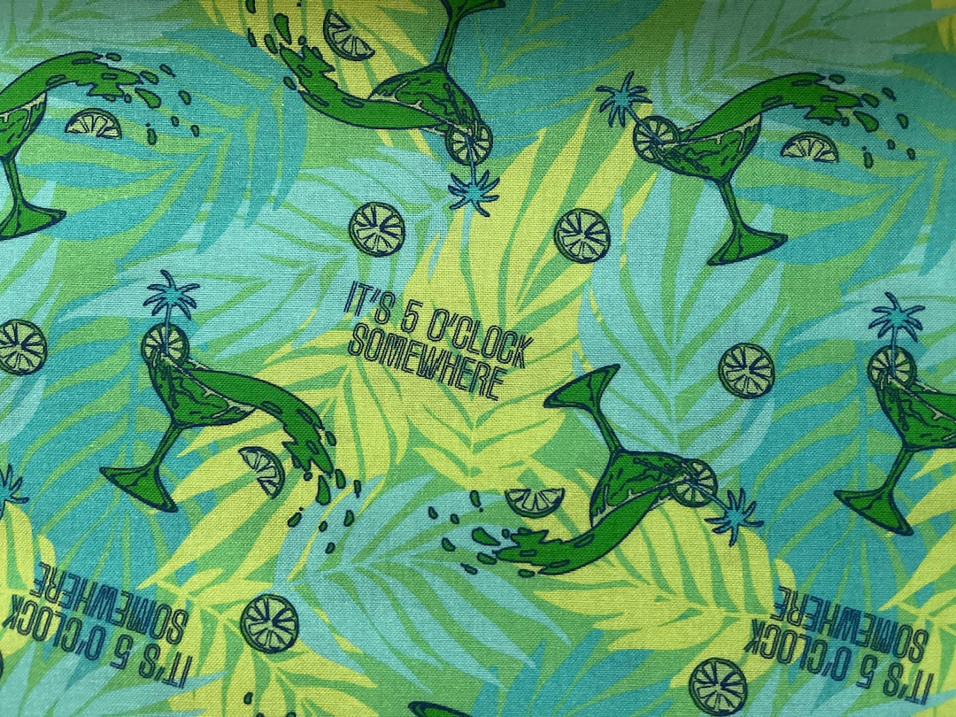 Jimmy Buffett Its 5 Oclock Somewhere Cotton Fabric 18 X 21 Fat Quarter
