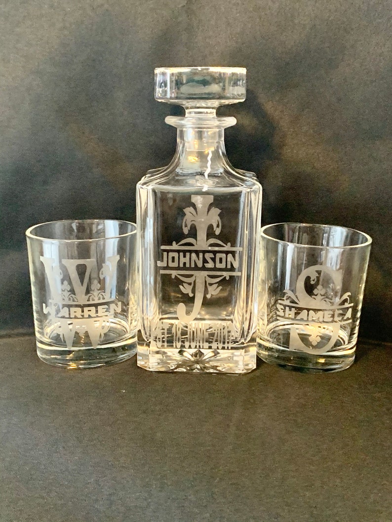 Etched Decanter Sets Etsy