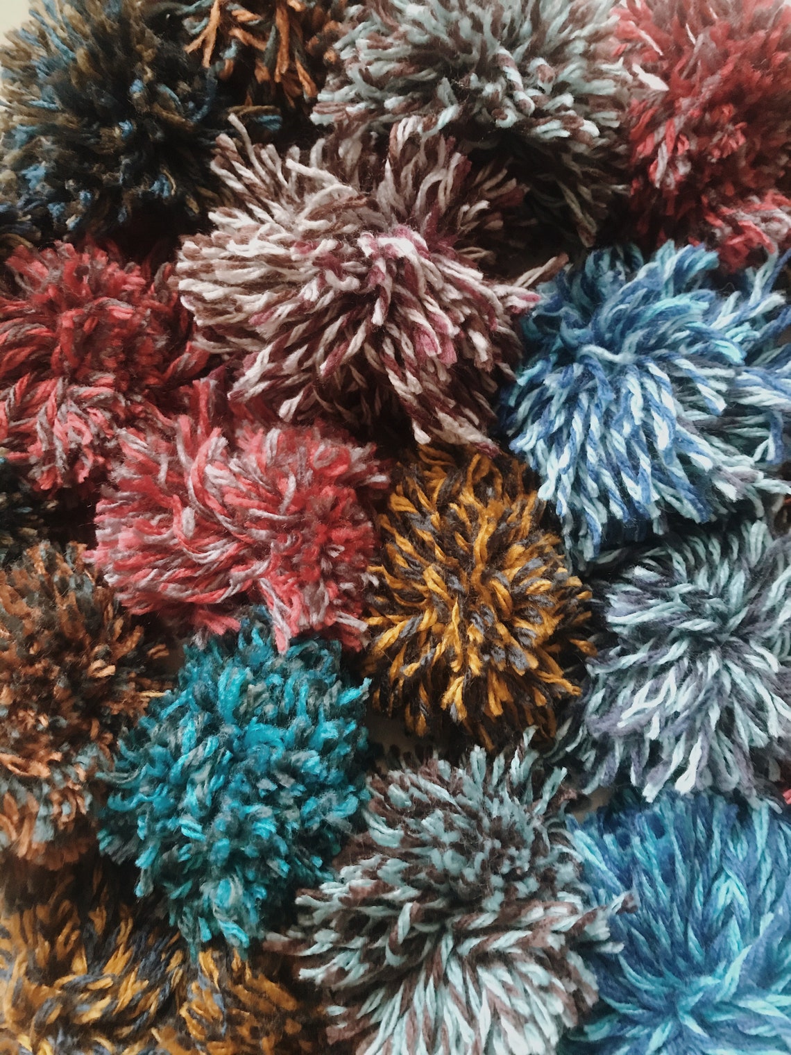 Cat yarn pom pom toys set of two Etsy