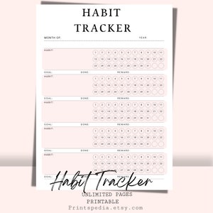 Habit tracker,Daily Habit Tracker, Habit Challenge,Routine Checklist, A4,A5,A6, Letter, HP Classic, Personal