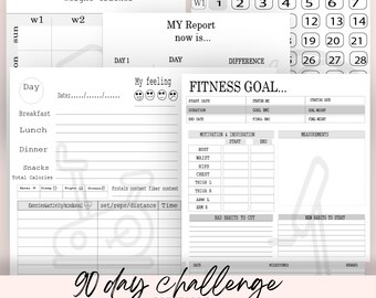 Fitness Challenge,Weight Loss Tracker,Weight Loss Challenge,Health tracker, Daily Health Habit,90 Day Challenge, A4 Planner