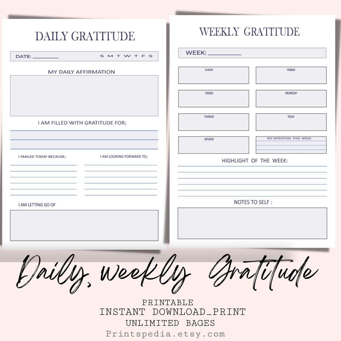 Gratitude Printable Planner Gratitude Planner Daily | Etsy