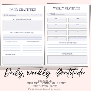Gratitude Printable Planner Gratitude Planner Daily | Etsy