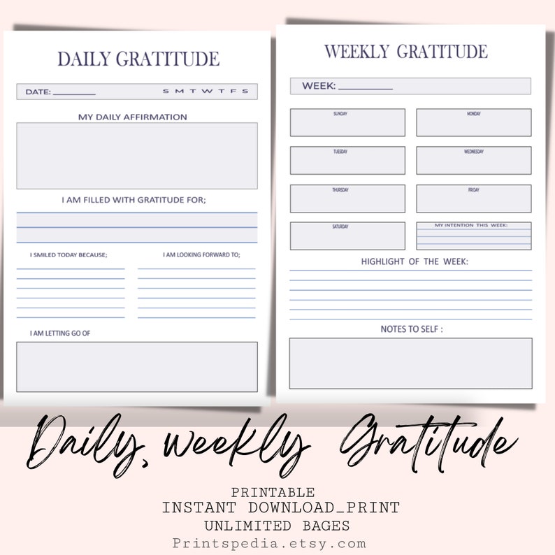 Gratitude Printable Planner Gratitude Planner Daily | Etsy