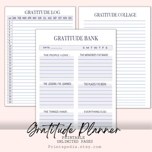 Gratitude Printable Planner, Gratitude Planner, Daily Gratitude Log ...
