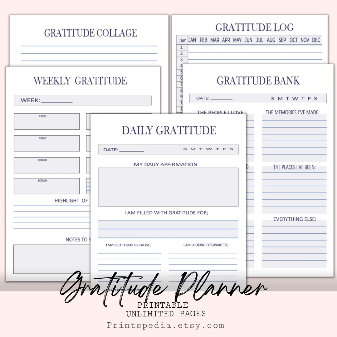 Gratitude Printable Planner, Gratitude Planner, Daily Gratitude Log ...
