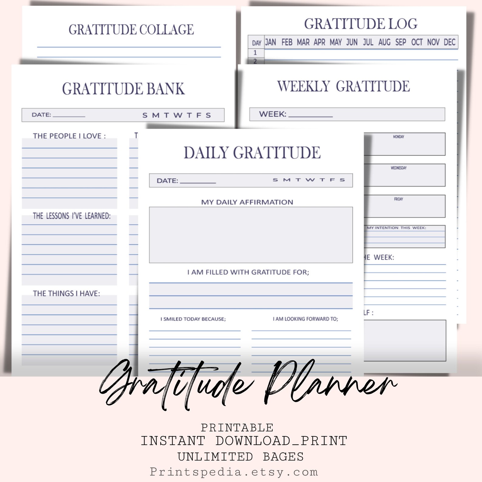 Gratitude Printable Planner Gratitude Planner Daily | Etsy