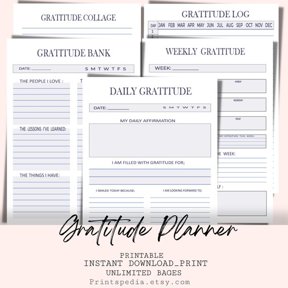 Gratitude Printable Planner Gratitude Planner Daily | Etsy