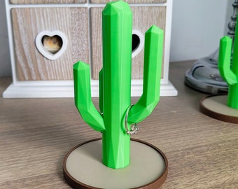 Kaktus Ringhalter mit Tablett | 3D gedruckter Schmuckständer | Sukkulenten Dekor | Boho Geschenk