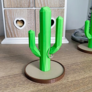 Portagioielli e anelli con cactus stampato in 3D con vassoio