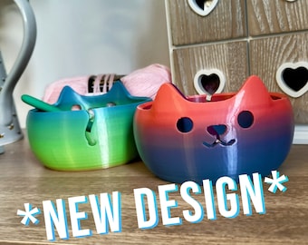 Cat Yarn Bowl | 3D Printed Wool Holder | Cute Cat Knitting Gift | Crochet Companion
