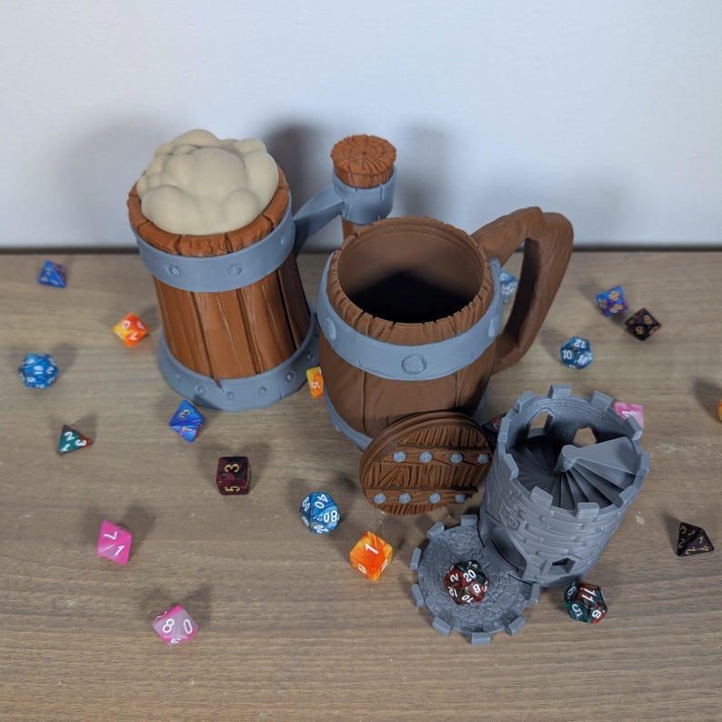 Tavern Mug Dice Tower & Can Holder | 3D Printed RPG Accessory | DnD Gaming Gift image 2