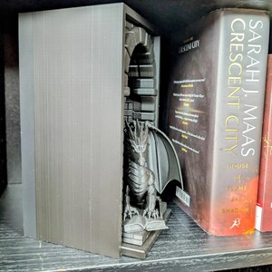 Black Dragon Book Nook | 3D Printed Bookshelf Insert | Gothic Fantasy Decor | DnD Gift image 7