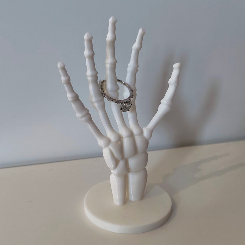 3D Printed Skeleton Hand Jewellery Ring Holder | Unique Décor Piece