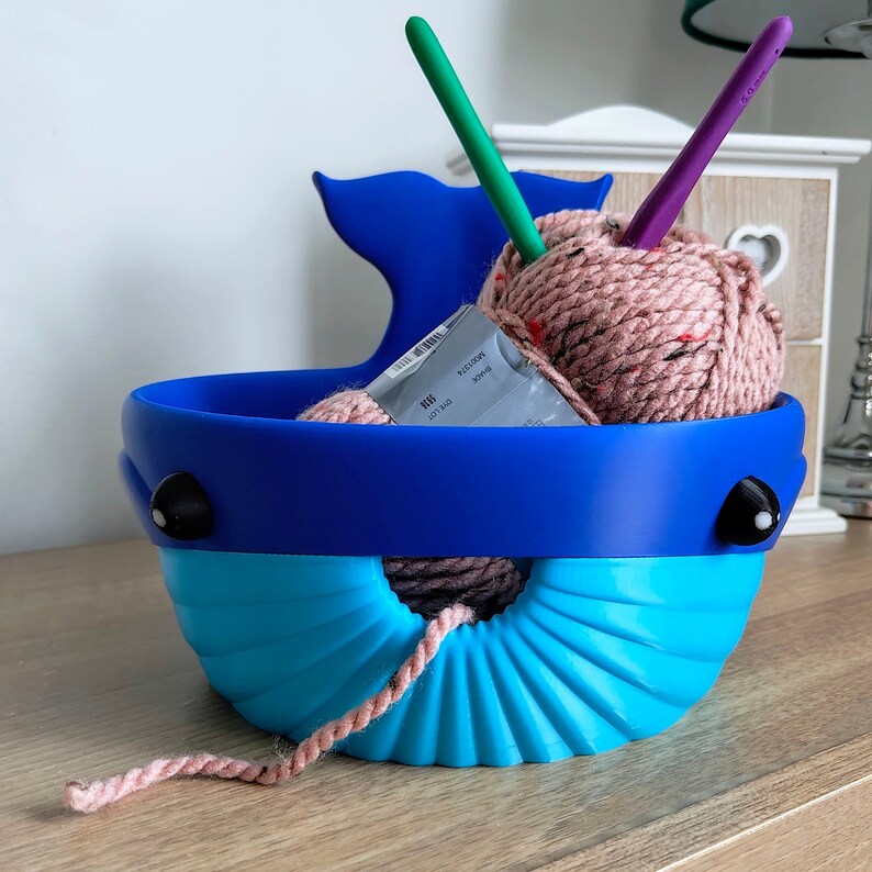 Huge Whale Yarn Bowl | Oversized 3D Printed Crochet Bowl | Big Wool Organiser | Knitting Gift image 2