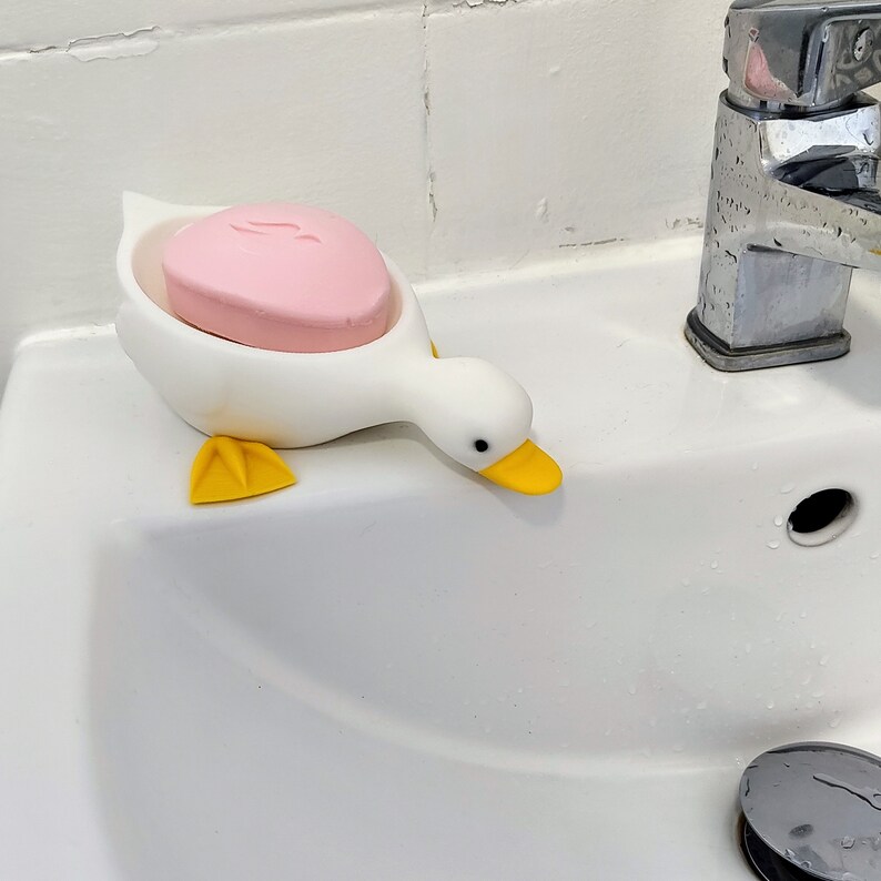 Duck Soap Dish | 3D Printed Bathroom Décor | Draining Soap Holder | Fun Housewarming Gift image 3