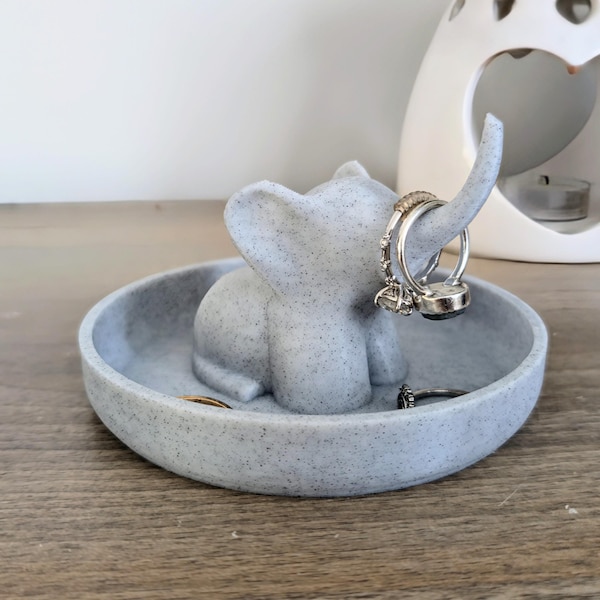 Elephant Ring Dish | 3D Printed Jewellery Holder | Unique Elephant Gift | Animal Trinket Tray