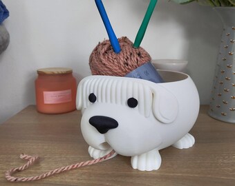 Dog Yarn Bowl | 3D Printed Crochet & Knitting Companion | Cute Dog Gift | Wool Organiser