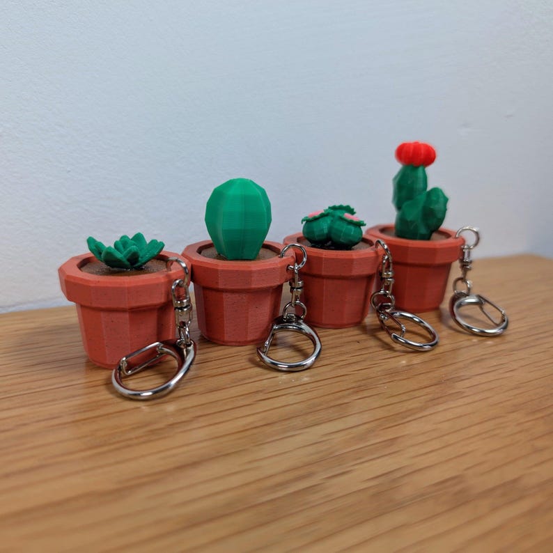 Clicky Succulent Fidget Keychain | 3D Printed Plant Toy | ADHD Stress Relief | Cute Gift image 3