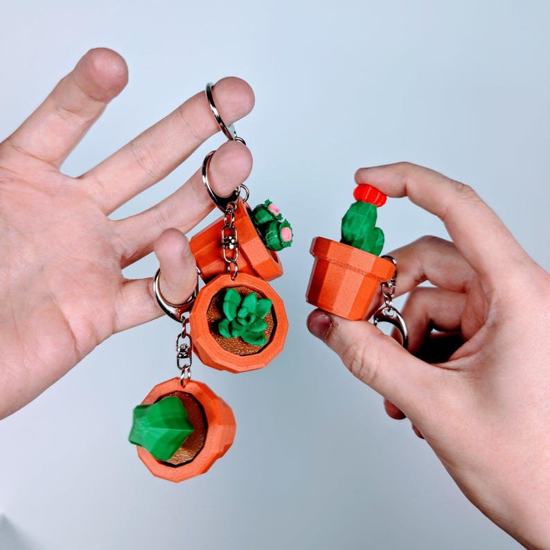Clicky Succulent Fidget Keychain | 3D Printed Plant Toy | ADHD Stress Relief | Cute Gift image 2