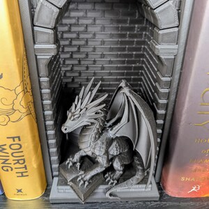 Black Dragon Book Nook | 3D Printed Bookshelf Insert | Gothic Fantasy Decor | DnD Gift image 5