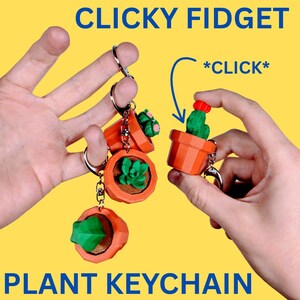 Clicky Succulent Fidget Keychain | 3D Printed Plant Toy | ADHD Stress Relief | Cute Gift image 1