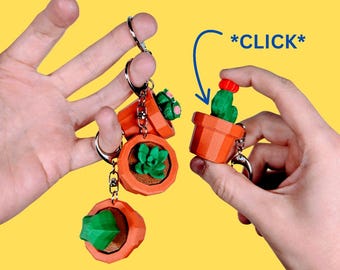 Clicky Sukkulenten Fidget Schlüsselanhänger | 3D gedrucktes Pflanzenspielzeug | ADHS Stressabbau | Nettes Geschenk