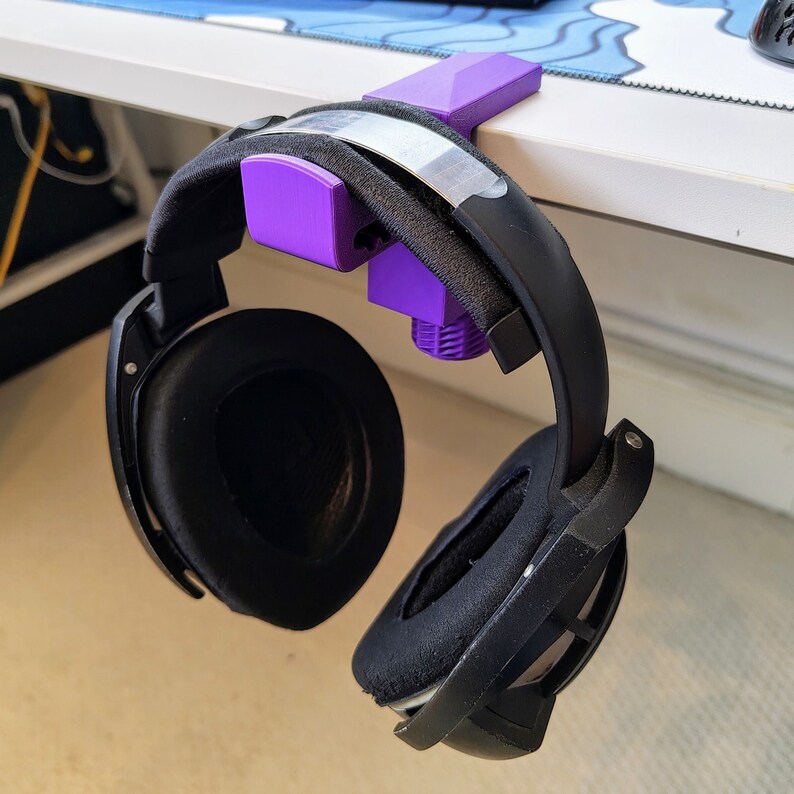 Desk Mount Headphone Hanger | Under-Desk Space-Saving Holder | Gamer Desk Accessory image 2