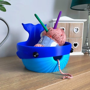 Huge Whale Yarn Bowl | Oversized 3D Printed Crochet Bowl | Big Wool Organiser | Knitting Gift image 1