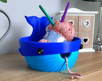 Huge Whale Yarn Bowl | Oversized 3D Printed Crochet Bowl | Big Wool Organiser | Knitting Gift