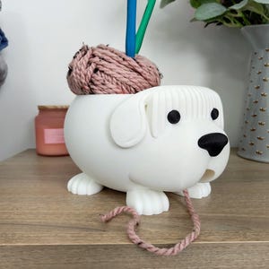 Dog Yarn Bowl | 3D Printed Crochet & Knitting Companion | Cute Dog Gift | Wool Organiser image 2