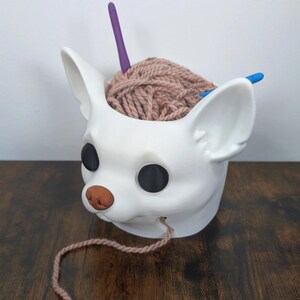 Chihuahua Yarn Bowl | 3D Printed Crochet Organiser | Cute Dog Lover Gift | Wool Holder image 2