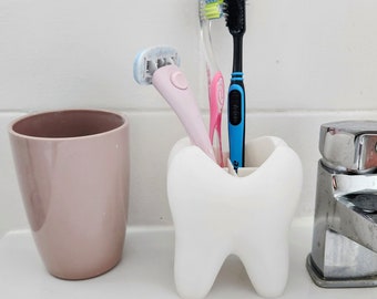 Porta spazzolino a forma di dente / Decorazione per il bagno stampata in 3D / Divertente accessorio per il bagno dei bambini