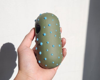 Chonker Forest Green Blue Dotted Ceramic Pipe
