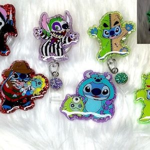 Interchangeable or permanent Stitch costume glitter badge reel