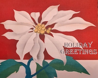 8 Pack of POINSETTIA HOLIDAY GREETINGS Cards, 1940's Style w/matched envelopes - Vintage Style Christmas Card, Retro  2024