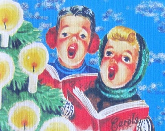 8 Pack of CAROLING KIDS cards, 1950's Style w/matched envelopes -Traditional Vintage Style Christmas Card, Retro Christmas