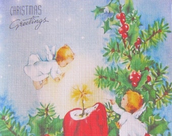 8 Pack of  CHRISTMAS GREETINGS ANGELS Cards, 1960's Style w/matched envelopes -Traditional Vintage Style Christmas Card, Retro Christmas