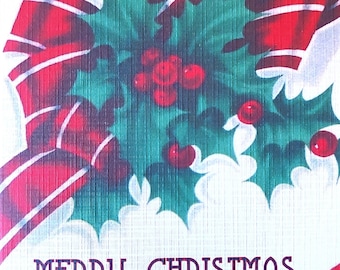 8 Pack of Merry Christmas HOLLY and RIBBON Cards, 1950's Style w/matched envelopes - Vintage Style Christmas Card, Traditional, Retro,  2025