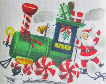 8 Pack of CHRISTMAS CANDY TRAIN Cards, 1960's Style w/matched envelopes -Traditional Vintage Style Christmas Card, Retro Christmas
