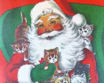 8 Pack of SANTA with KITTENS & CATS Cards, 1950's Style w/matched envelopes - Vintage Style Christmas Card, Retro  2024
