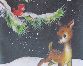 8 Pack of  CHRISTMAS GREETINGS FAWN Cards, 1960's Style w/matched envelopes -Traditional Vintage Style Christmas Card, Retro Christmas