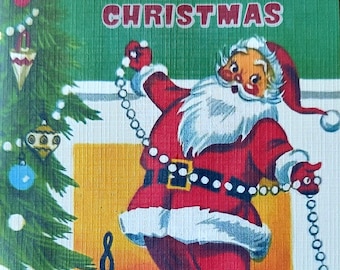 8 Pack of SANTA with GARLAND & CAT Cards, 1950's Style w/matched envelopes - Vintage Style Christmas Card, Retro  2024