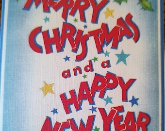 8 Pack of Merry CHRISTMAS & Happy NEW YEAR Cards, 1950's Style w/matched envelopes - Vintage Style Christmas Card, Retro  2025