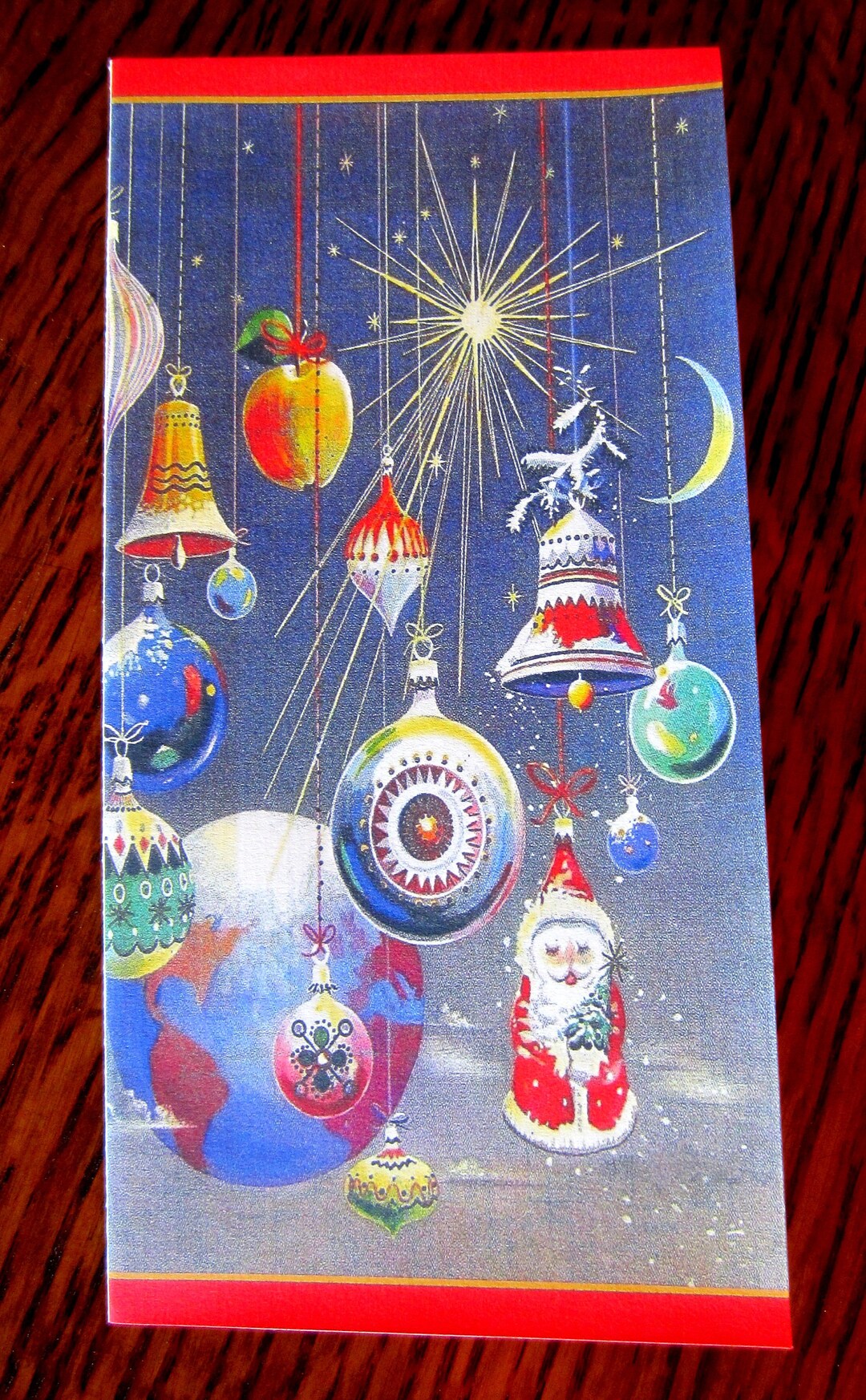 5 Pack Of ATOMIC CHRISTMAS ORNAMENTS Cards 1960 s Style W matched 5-pack-of-atomic-christmas-ornaments-cards-1960-s-style-w-matched