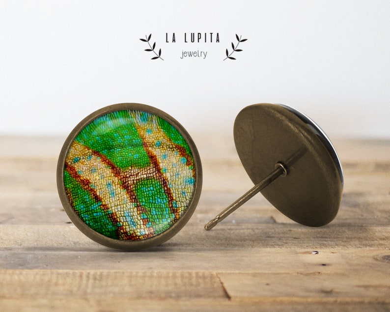 Animal Print Stud Earrings Glass Earrings 12mm 10mm 8mm Animal Pattern Jewelry Cabochon Earrings Gift For Her Colorful Studs