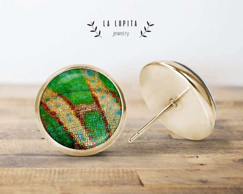 Animal Print Stud Earrings Glass Earrings 12mm 10mm 8mm Animal Pattern Jewelry Cabochon Earrings Gift For Her Colorful Studs