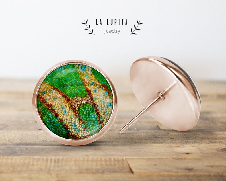 Animal Print Stud Earrings Glass Earrings 12mm 10mm 8mm Animal Pattern Jewelry Cabochon Earrings Gift For Her Colorful Studs