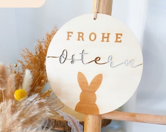 Fensterkranz Frohe Ostern aus Holz und Acryl, Osterdeko zum aufhängen, Osterkranz, Geschenkidee zu Ostern von Kleine Wunderstube