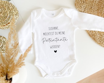 Baby Body personalisiert, Patentante/Patenonkel Baby Body, originelle Verkündung, individuelles Geburtsgeschenk